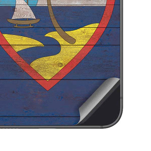 Guam Flag Dark Wood Galaxy A14 5G Skin